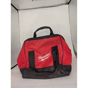 Milwaukee Tool Bag Red Black Canvas Zippered Contractor Tote Small Medium
